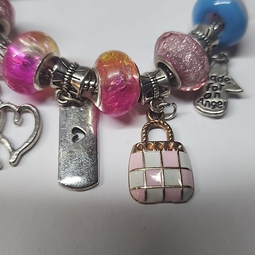 Womens Charm Bracelet Silver Tone Slide Charms - Picture 5 of 6